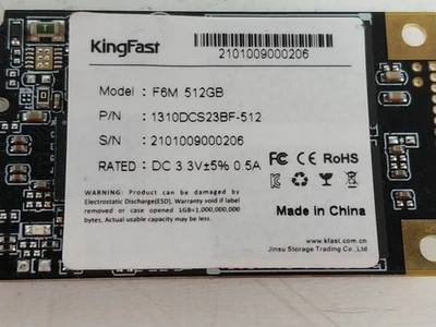 Kingfast F6M 1310DCS23BF-512 512 GB mSATA 1.8 in Solid State Drive - Image 1 of 4