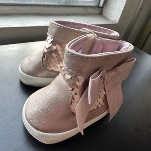 Baby Deer Scarlett Shimmer Hight Top Boots for Infant Girls Size 0 Pink - Picture 1 of 5