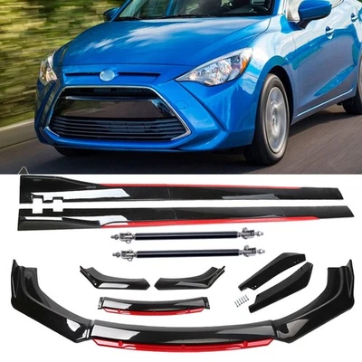 For Toyota Yaris/ R 05-20 Gloss Black Look Red Front Bumper Lip Spoiler Splitter - Изображение 1 из 4