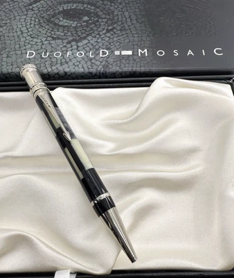Parker Duofold Mosaic Black SE Ballpoint Pen Platinum Trim Orig Boxes England - Image 1 of 4