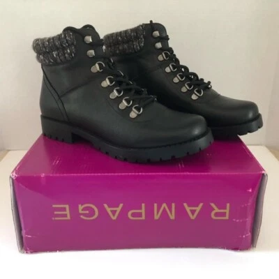 Botas al Tobillo Rampage "Wilona" Suéter Tejido Borde Para Mujer 8.5M Negras - NUEVAS Foto 1 de 4