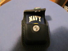 H 482   navy ZIPPO lighter and leather zippo case 