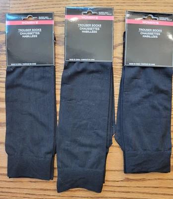 3双Greenbrier International Hosiery Queen黑色及膝裤袜新品 — 第 1/4 张图片