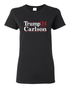 Trump Carlson Alliance 2024 Elections Political Women Graphic Shirt - Picture 1 of 10