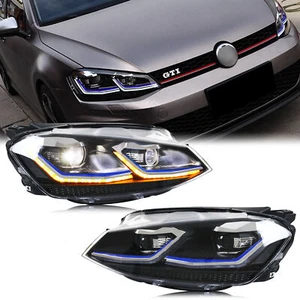 LED Headlight For Golf 7 VII MK7 2015 2016 2017 Sequential Front Lamp - Picture 1 of 5