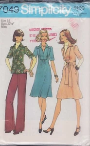 70er Jahre Vintage Kleid Oberteil Hose Gürtel Gr. 10 Simplicity 7049 ungeschnitten RAR - Bild 1 von 2