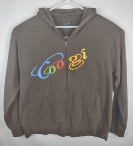 Coogi Logo Mens Zip Up Jacket Hoodie Brown Embroidered Mens Sz 3XL VINTAGE VTG - Picture 1 of 7
