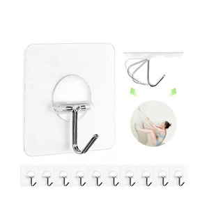 Adhesive Hooks for Hanging Heavy Duty Wall Hooks Self Adhesive Towel Coat Hoo... - Picture 1 of 8