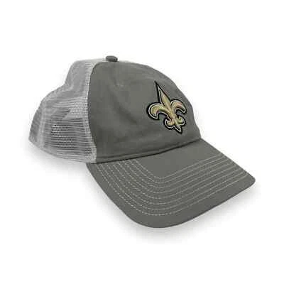 Fanatics NFL 灰色白色新奥尔良圣徒足球网平沿帽卡车司机帽 — 第 1/4 张图片