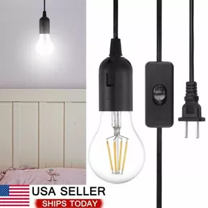 E26 E27 Light Bulb Socket to AC Wall Outlet Plug Adapter On/Off Switch 6 FT Cord - Picture 1 of 12