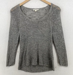 EILEEN FISHER Sweater XS Linen Blend Open Knit Pullover Gray Silver - Picture 1 of 14