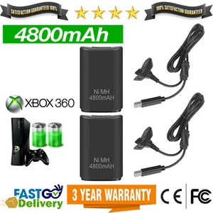 For Xbox 360 Wireless Controller Dual Rechargeable Battery Packs + Charger Cable - Picture 1 of 12