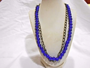 NEW BRILLIANT PURPLE WITH GOLD TONE LARGE LINK CHAIN 18" CHOKER NECKLACE...NICE - Picture 1 of 3
