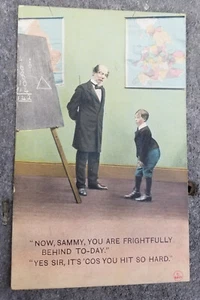 1911~1913 ANTIQUE POST CARD PC SAMMY YOU ARE FRIGHTFULLY BEHIND SCHOOL MASTER - Picture 1 of 9