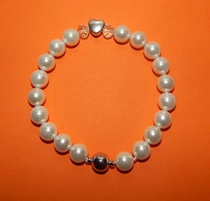 XXL Armband HERZ MuschelKernPerlen + Kristalle* 23cm *UNIKAT FlexBand**BONUS - Bild 1 von 4
