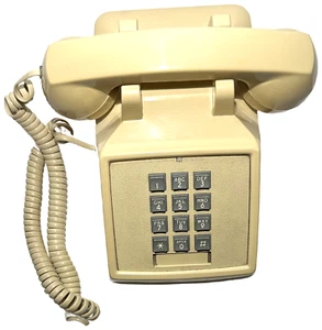 Vintage Vodavi GTE G250009 Beige Almond Push Button Home Desk Corded Telephone - Picture 1 of 6