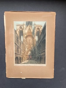 Matita Victor Valery firmata acquatinta colorata il cortile del libraio Rouen - Foto 1 di 8