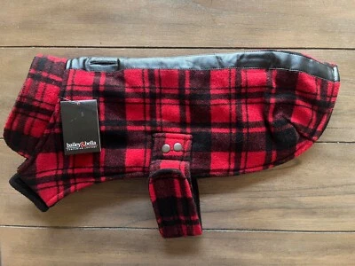 红色法兰绒羊毛狗外套 - 中号 - 温暖 - 冬季 - Bailey & Bella - 全新带标签 — 第 1/3 张图片
