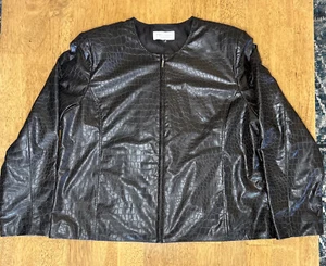 first issue a liz claiborne company flux leather reptile print jacket Collarless - Picture 1 of 13