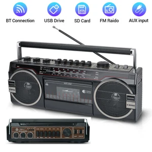 Portable Cassette Radio Player MP3 & Recorder with AM/FM/SW Bluetooth Speaker US - Picture 1 of 14