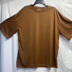 Camiseta Shein Calce Relajado Manga Corta Hombre Grande Marrón Cuello Redondo Calce Verano - Imagen 1 de 11