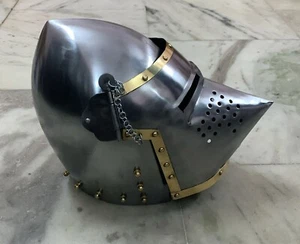 SCA HNB Casco Acero Medieval Combate Bascinet Casco Cara de Cerdo Casco - Imagen 1 de 10