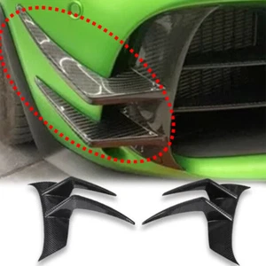 Carbon Fibre Front Bumper Side Fins Splitters For 16-2019 MB AMG GT - Picture 1 of 8