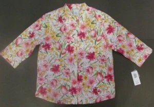 BonWorth Damen Small Teerose Knopfleiste Blumenmuster mehrfarbig Shirt Jacke Neu mit Etikett - Bild 1 von 6