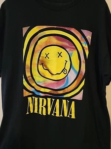 Nirvana Colorful 70s style "Smiley Face" T-Shirt Sz. XL Punk Rock Music Band - Picture 1 of 4