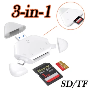 Lettore di schede di memoria 3 in 1 per dispositivi iPhone/iPad, USB C e USB A supporto SD/TF - Foto 1 di 7
