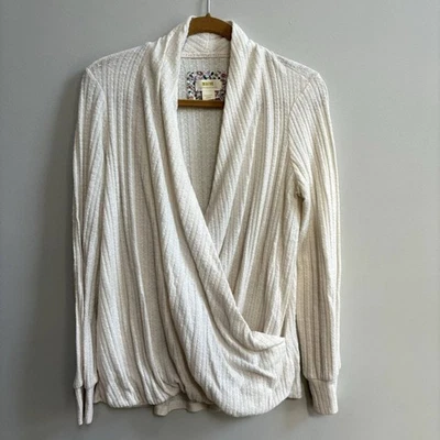 Suéter Anthropologie Maeve Imitación Envoltura Frontal Para Mujer M Crema Marfil Cálido Acogedor Foto 1 de 4