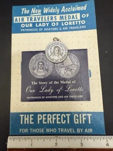 Medalla de plata vintage años 50 Dama de Loretto Aviadores Viajeros aéreos PAQUETE SELLADO - Imagen 1 de 6