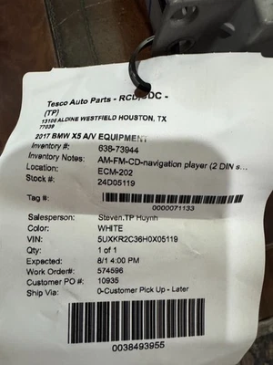 2017 BMW X3 heat/ac controller, info/GPS/TV screen, A/V Equipment - Image 1 of 4