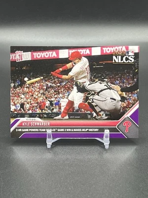 Kyle Schwarber 12/25 Purple 2023 Topps Now NLCS 2 HR Game #1012 Jersey Match  - Image 1 of 3