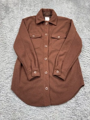 Chaqueta Joie Mujer Pequeña Marrón Chocolate Polar Western Preppy Franela Shacket Foto 1 de 4