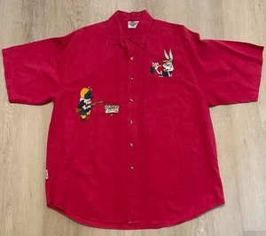 Vintage Looney Tunes Shirt Large Bugs Bunny Elmer Fudd Magenta Acme Clothing Co. - Bild 1 von 10