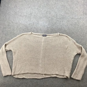 Maglione Navi Legno Donna Medio Grande Beige Maglia Aperta Scollo Barca Pullover - Foto 1 di 13