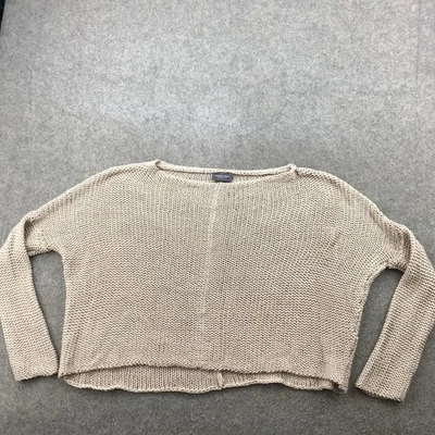 Wooden Ships Sweater Womens Medium Large Beige Open Knit Boatneck Pullover - Image 1 of 4