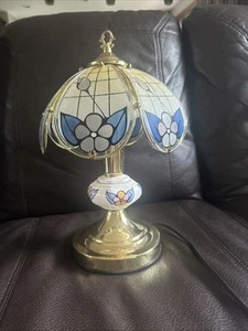 Vintage 3 Way Tiffany Style Gold Touch Table Lamp 14” Floral - Picture 1 of 10
