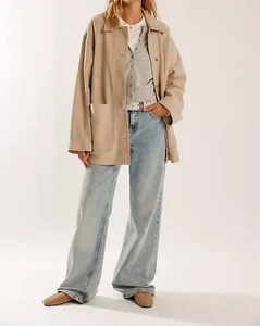 Beige  Leather Jacket Women Pure Suede Casual Size XS S M L XL XXL Custom Made - Picture 1 of 11