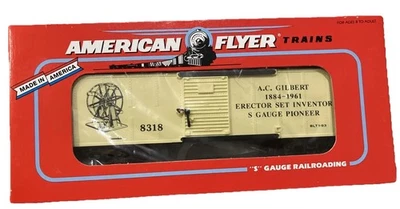 AMERICAN FLYER 48318 A.C. GILBERT BOXCAR. S GAUGE. NEW IN BOX - Image 1 of 4