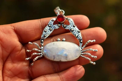 Crab Pendant Moonstone&Garnet labradorite&Peridot Lapis Lazuli&Amethyst Any 1 - Image 1 of 4