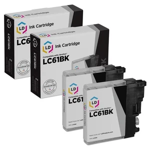 LD Compatible 2PK LC61BK Brother LC61 Black Ink Cartridge MFC-5895cw DCP-585CW - Picture 1 of 9
