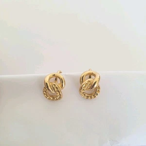 Vintage Christian Dior Infinity Ohrringe Strass goldfarben Clip On Small Fair - Bild 1 von 6
