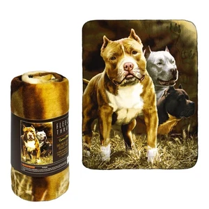 JPI Fleece Throw Blanket - Pitbull - Lightweight Faux Fur Fleece Blanket Larg... - Picture 1 of 3