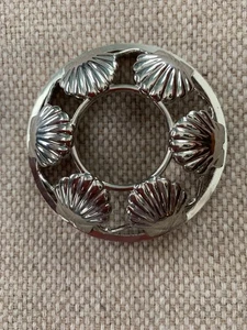 Yankee Candle Illuma-Lid Silver Shell Pattern Nautical Beach Metal Jar Topper - Picture 1 of 7