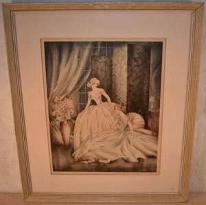 "Love Letters" Etching Print by Martine. 19 3/4" x 16" Image Mat& Framed - Picture 1 of 4