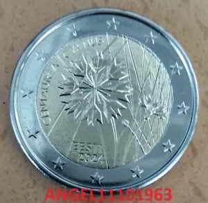 2024 ESTONIA 2 € CONMEMORATIVOS "EL ACIANO - FLOR NACIONAL " S/C DISPONIBLE - Imagen 1 de 2