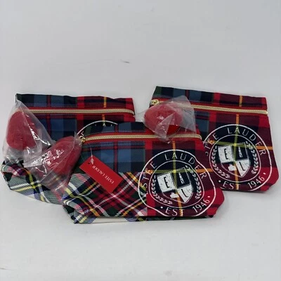 3 bolsas de viaje de maquillaje de cosméticos a cuadros con cremallera Estee Lauder M45 Foto 1 de 4