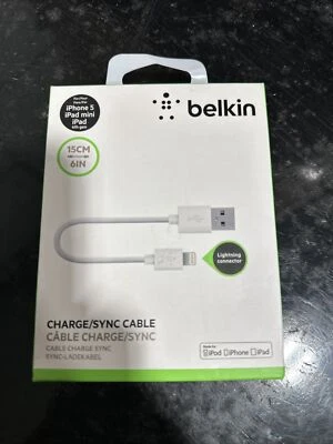 SYNC/CHARGE CABLE 2.1A LTG 6 WHITE NEW - Image 1 of 2